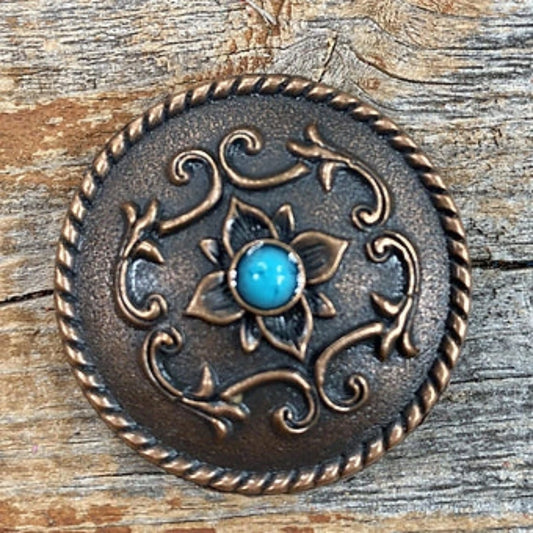 1 1/2" Copper Turquoise Concho/Scarf Slide