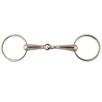 5 3/4" Stainless Steel Loose Ring Snaffle Bit with Double Jointed Mouth