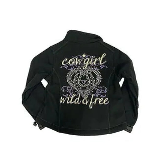 Cowgirl Hardware Youth Girl's Black Cowgirl Wild & Free Jacket