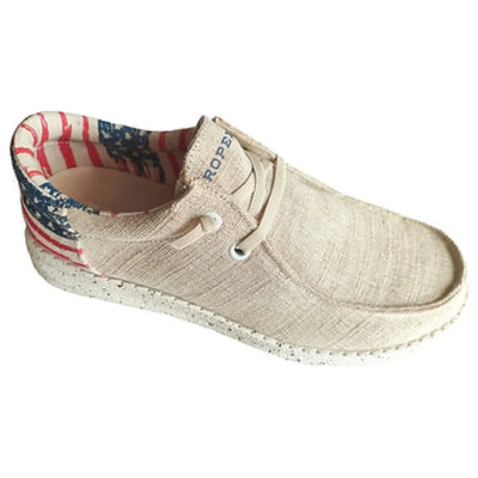 Women's Roper Canvas Shoes w/ USA Flag heels