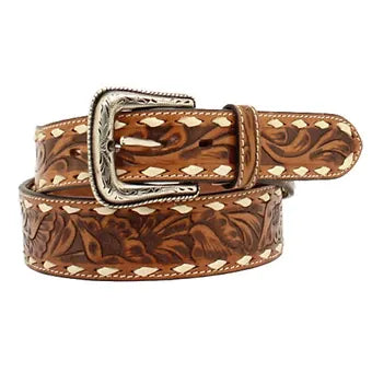 Ariat Men's Brown Tooled Cross Belt