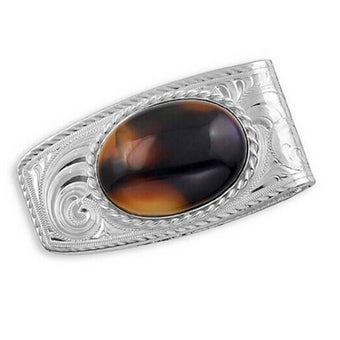 Montana Silversmiths Brown & Cream Agate Stone Silver Money Clip