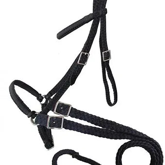 Braided Nylon Bitless Bridle with Reins