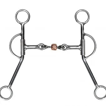 5" SS Training Snaffle Bit with Copper Dog Bone Roller