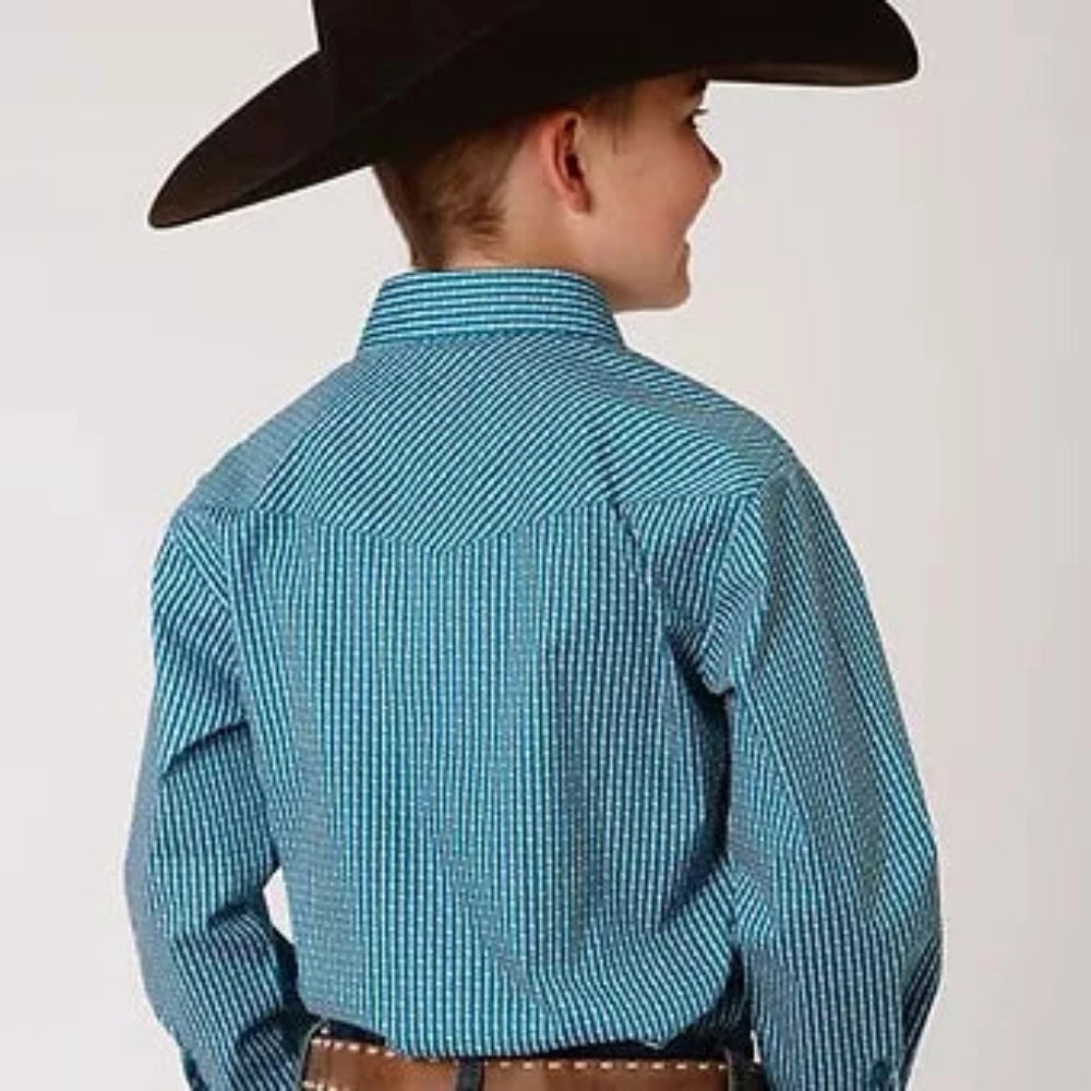 Boy's Teal Arrow Print Western Shirt