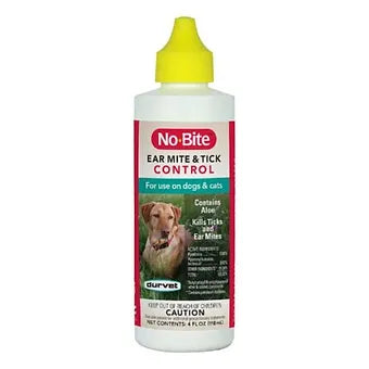 durvet No Bite Oil based DOGS & CATS EAR CONTROL 4 oz. squeeze bottle