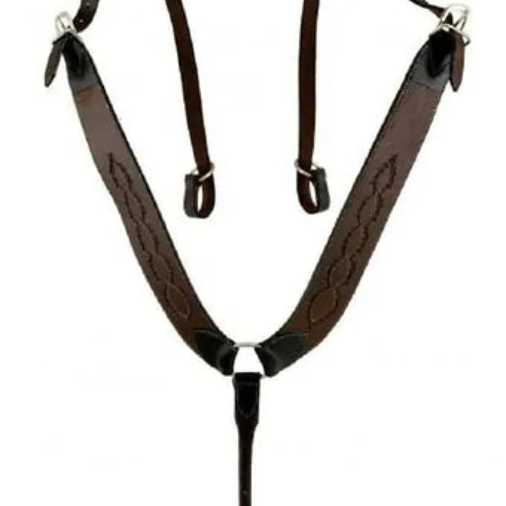 Dark Oil Argentina Barb Wired Tooling Leather Pulling Breast Collar