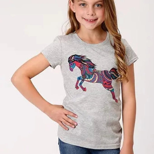 Girl's Roper Grey Horse Graphic Shirt