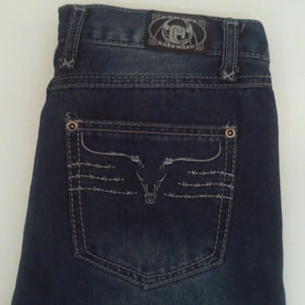 Boy's Cowboy Hardware Jeans w/ Steer skull Barbed wire pockets