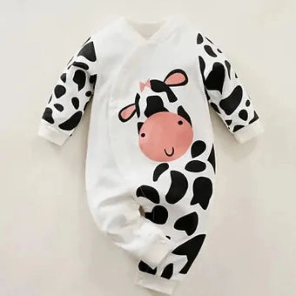 Infant girl's White & black BABY COW & COW HIDE PRINT BODYSUIT