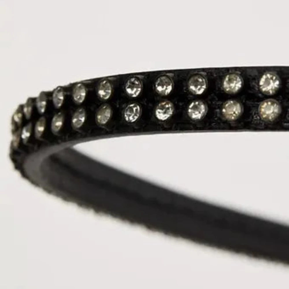 Horze Black Leather Flash Bridle w/ Crystal Browband
