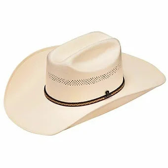 Ariat 10X Ivory Straw Cowboy Hat w/ Fancy hatband Ariat pin Vented
