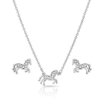 Montana Silversmiths 'ALL THE PRETTY HORSES' Clear Stone Necklace & Earring Set