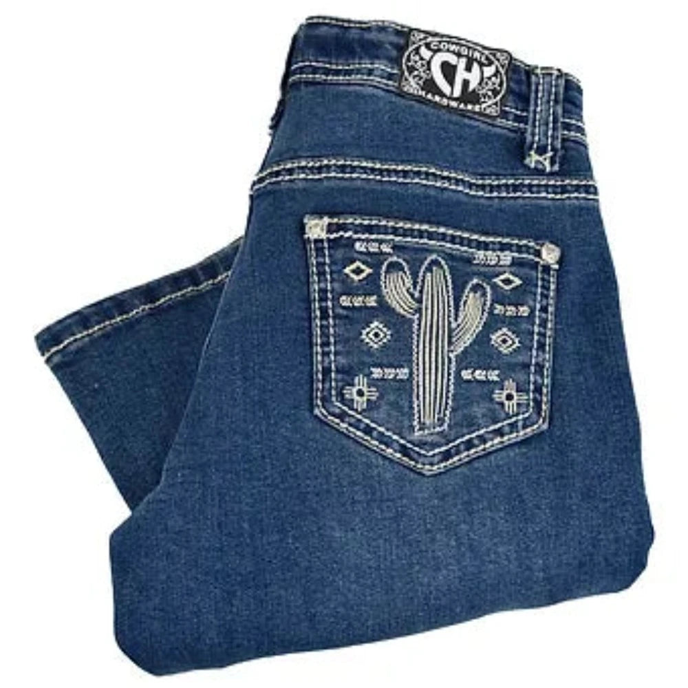 Girl's Cowgirl Hardware Aztec Cactus Pocket Jeans