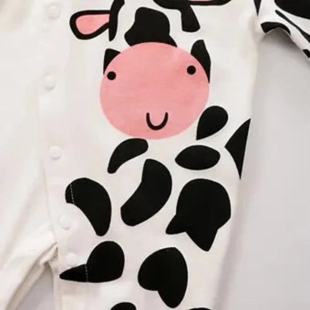 Infant girl's White & black BABY COW & COW HIDE PRINT BODYSUIT