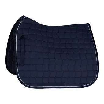 Horze Dark Blue English Dressage Saddle Pad w/ Silver Piping