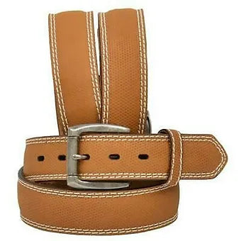 3D Belt Co. Men's Genuine Leather Tan Imprint Belt w/ Double stitching