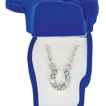 Multi-Color Rhinestone Horseshoe Necklace