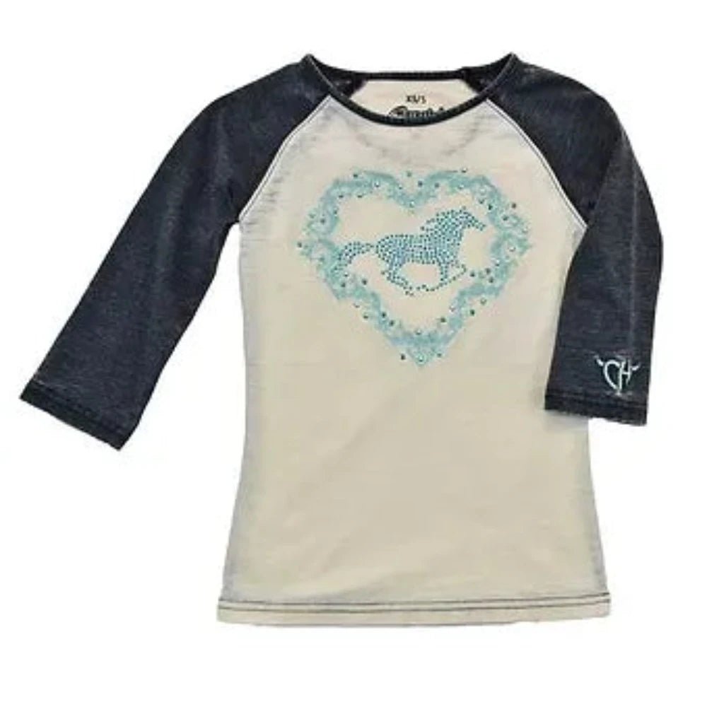 Girl's Cowgirl Hardware Crystal Heart w/ Horse Shirt