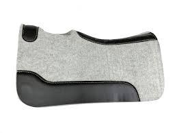 Gray Felt Pony Size Saddle Pad w/ Black Leather Accents 24" x 24"