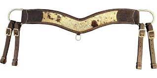 4" wide Dark leather Hair-On Cowhide Tripping Collar w/ Stainless Steel