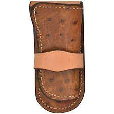 3D Belt Company Ostrich print Leather Knife Sheath Holder- Fits most belts