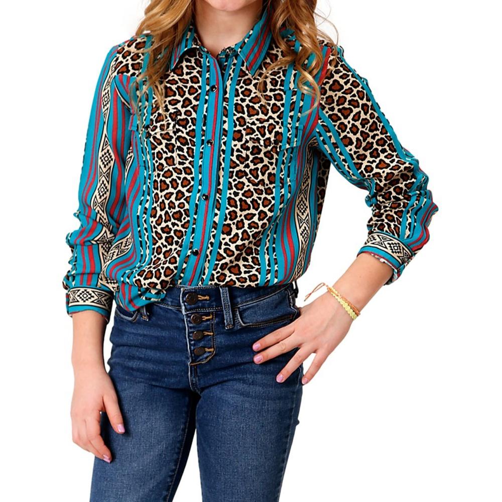 Girl's Roper Leopard Print Western Blouse Shirt