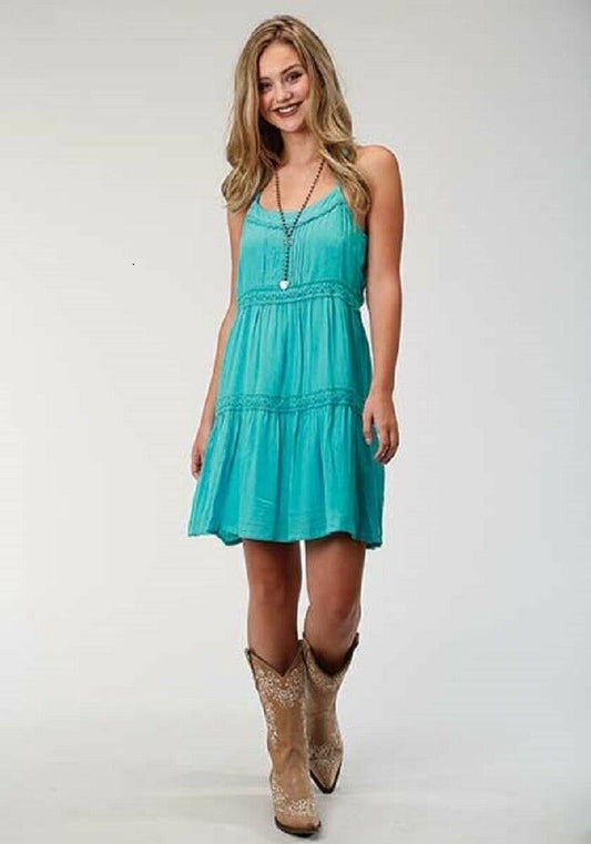 Women's Roper Turquoise Sleeveless Rayon Sun Dress