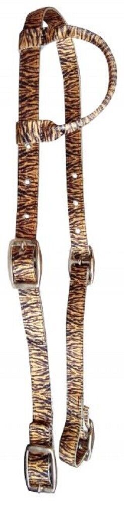 Adjustable Tiger Print Nylon One Ear Headstall