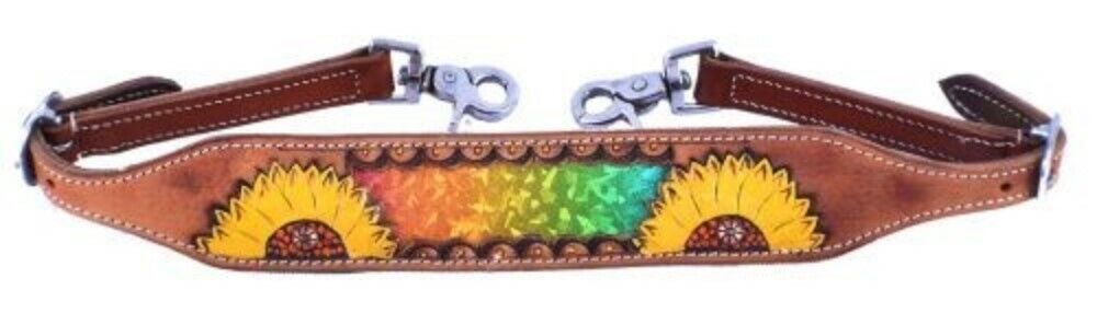 Leather Sunflower Wither Strap w/ Metallic inlay
