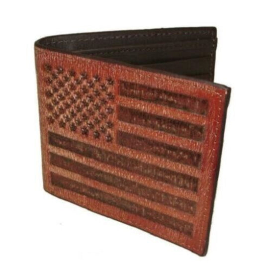 Distressed Etched USA Flag Bifold Wallet