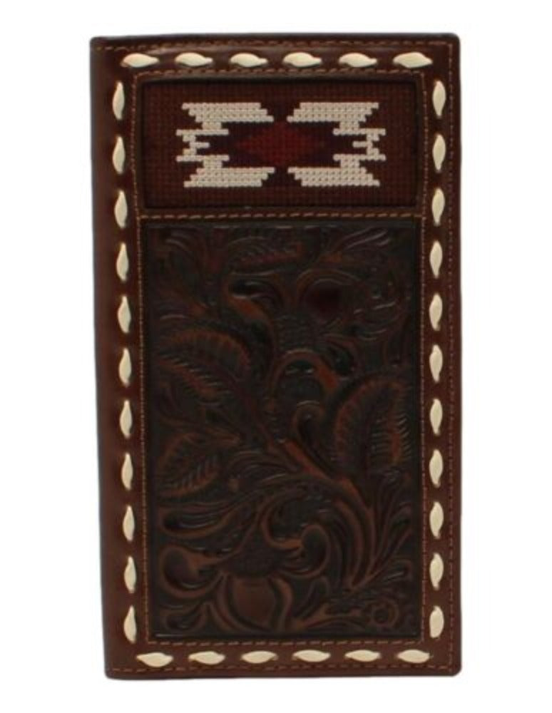 Nocona Leather Goods Brown Southwest Laced Wallet