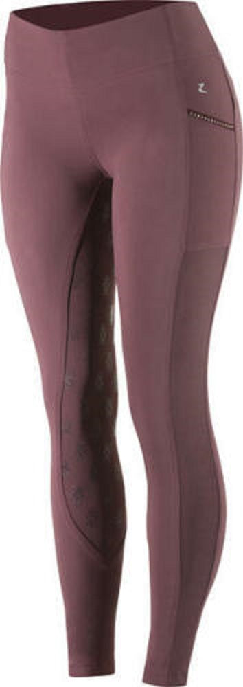 Women's Horze Purple 'Leah' Silicone Full Seat Tights