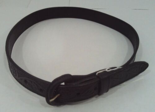 Youth Black Tooled Leather Belt
