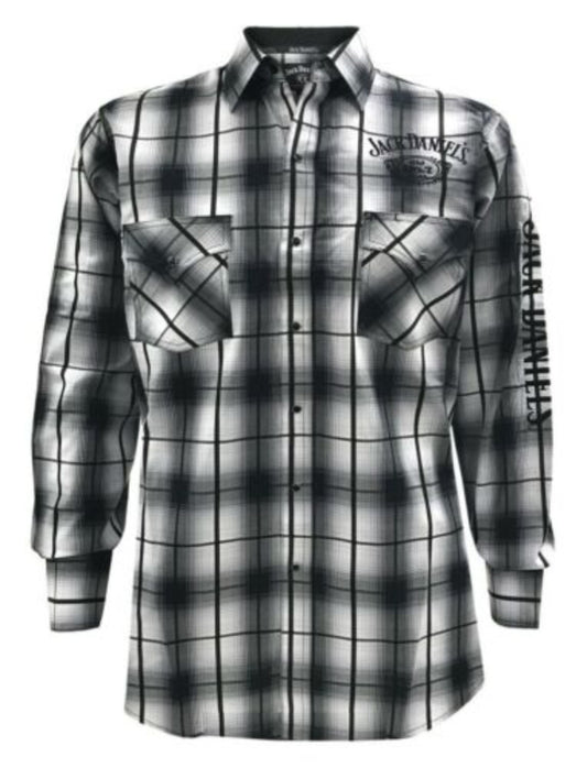 Men's White gray black JACK DANIEL'S PLAID WESTERN SHIRT