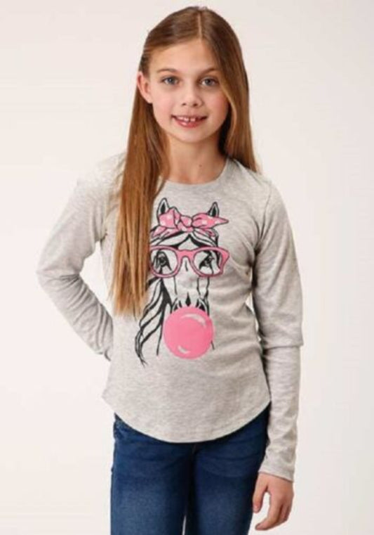 Girl's Roper Pony Horse Bubble Gum Graphic Shirt