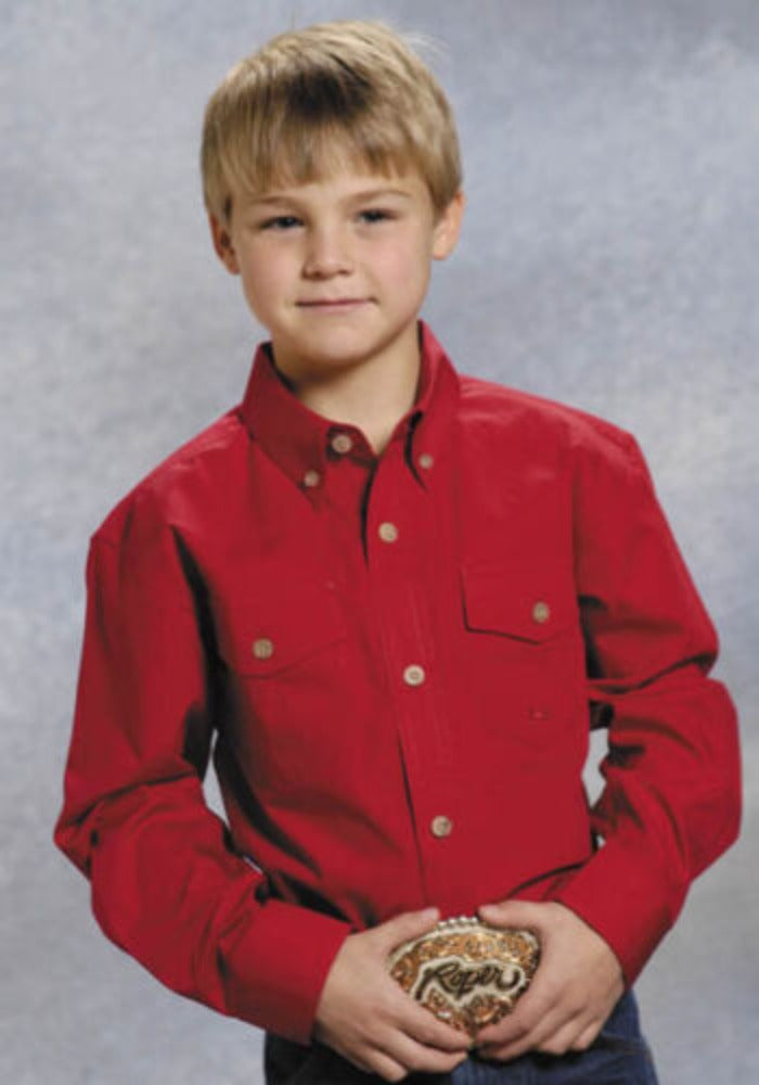 Boy's Roper Solid Red Western Shirt