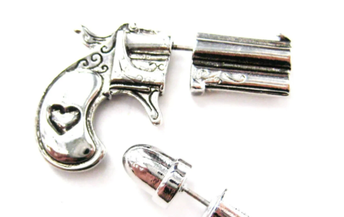 Pistol & Bullet Earrings