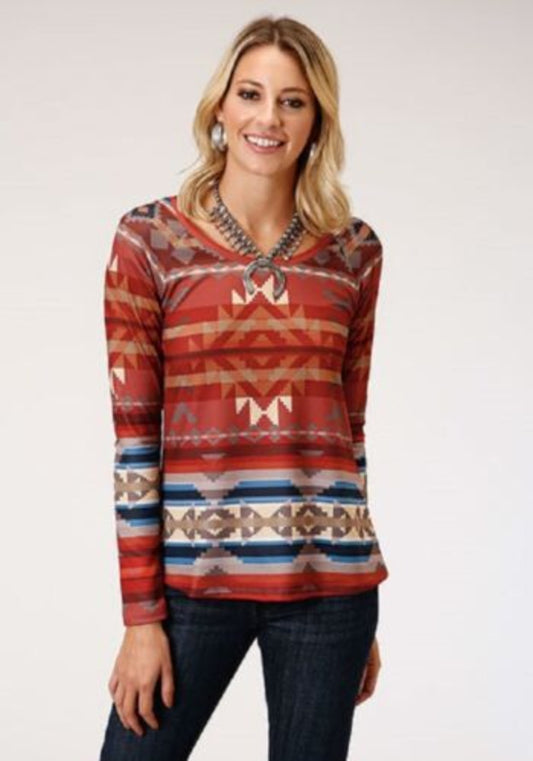 Women's Roper Long sleeve AZTEC DESIGN SWEATER JERSEY SHIRT