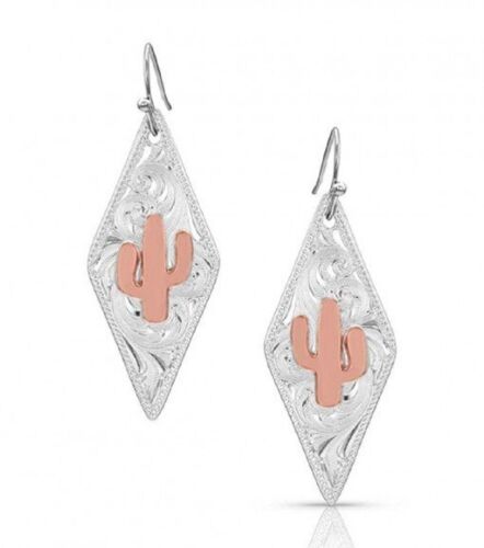 Montana Silversmiths TWO TONE DIAMOND SHAPED CACTUS EARRINGS