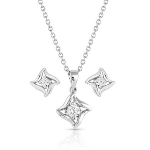 Montana Silversmiths 'TUMBLING STAR' NECKLACE & EARRINGS SET w/ 19 inch chain