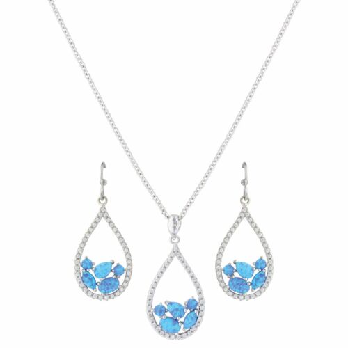 Montana Silversmiths OPAL CLUSTER TEARDROP NECKLACE & EARRING SET