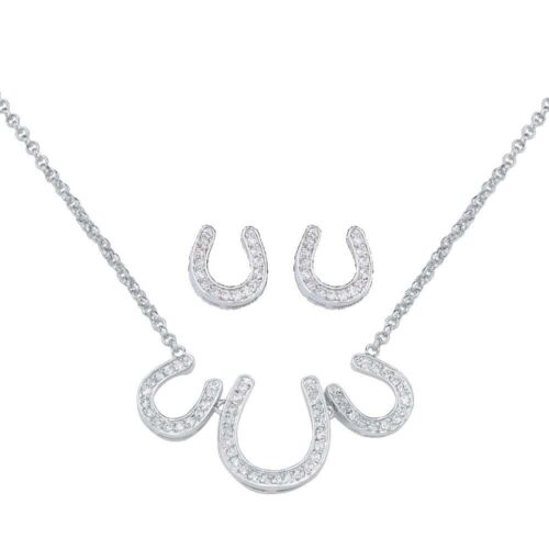 Montana Silversmiths Women's TRIPLE HORSESHOE PENDANT NECKLACE & EARRINGS SET