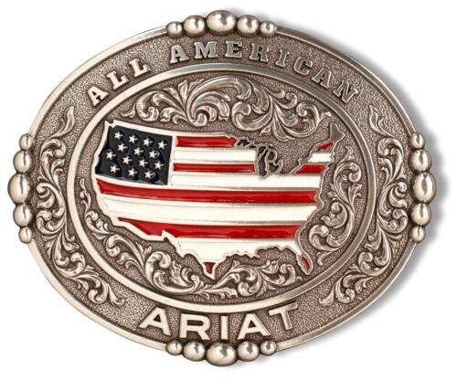 Ariat Western Oval All American Flag Belt Buckle