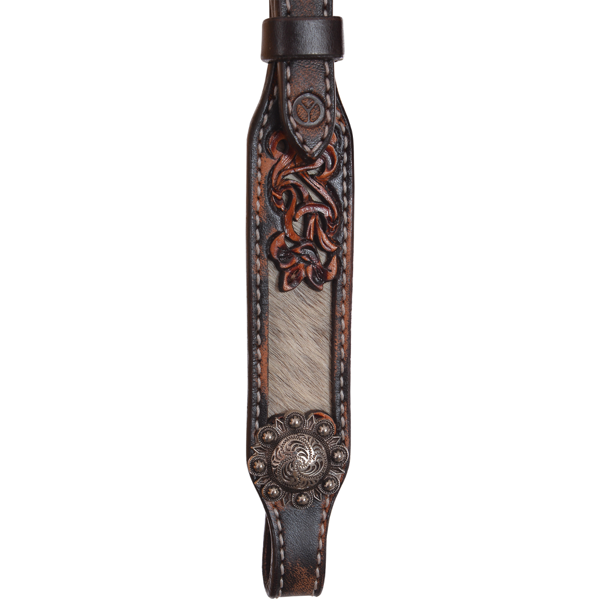 Circle Y Pony size Filigree Leather Hair-on Cowhide Headstall