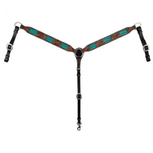 Circle Y Pony size Turquoise Gator Underlay Breast Collar